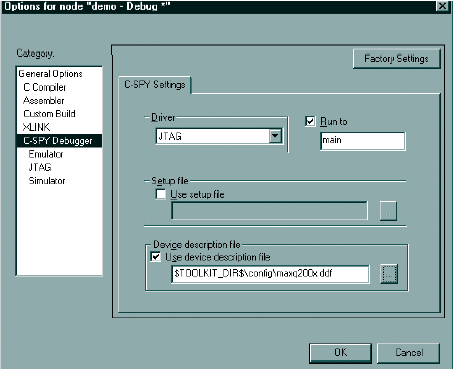 3  C-SPY Debugger   Options        